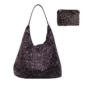 2252 Leopard print purse ，suede Leather hobo tote bag， cheetah print